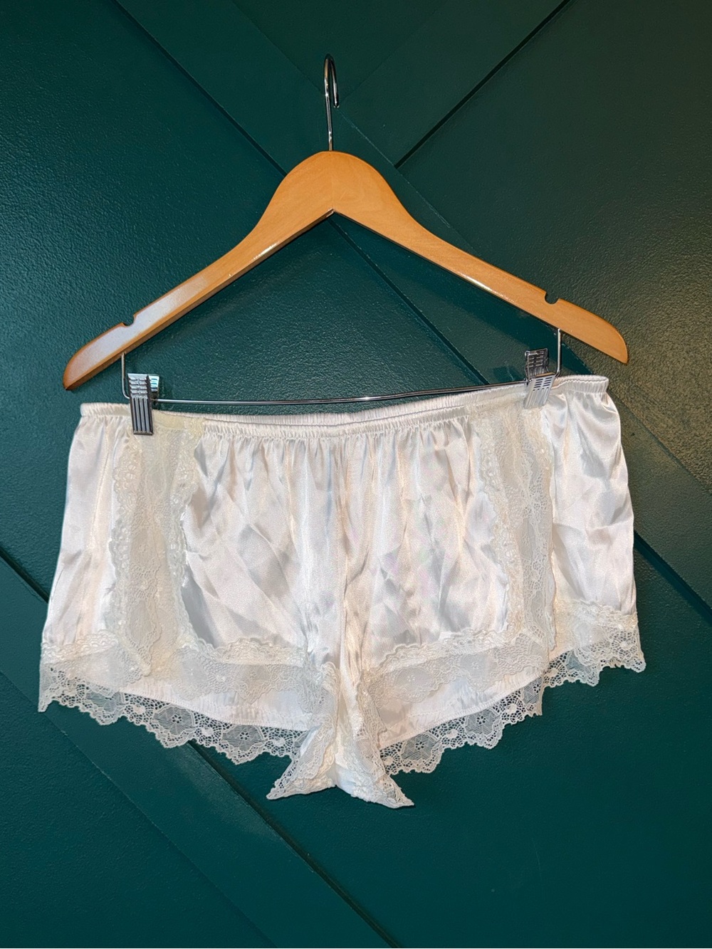 White Satin and Lace Tap Shorts French Knickers Shorts